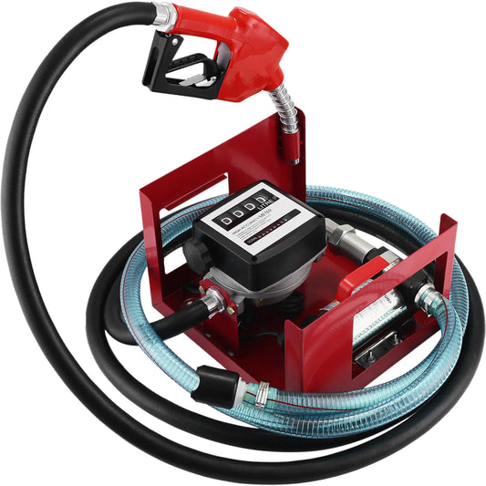 Dieselpomp - Verwarmingsoliepomp - Diesel- en brandstoftransfertpomp - 220V - 155W - 40L - 2800RPM - Olieaanzuigpomp - Zelfaanzuigend - Tellerautomatische pomp - Rood - QUORE