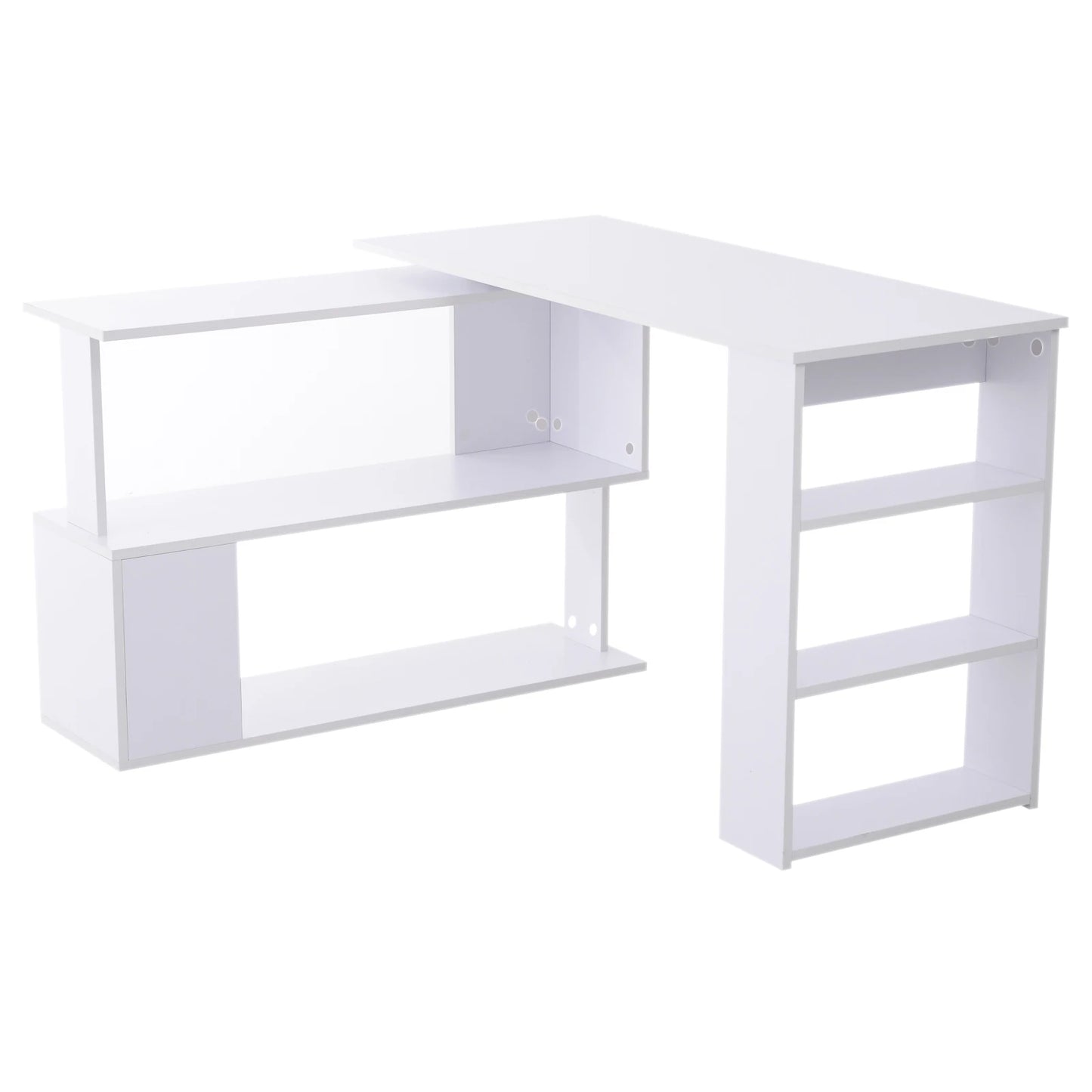 Computertafel – Bureau – Computerbureau – Bureautafel – Hoekbureau – 360° Draaibaar Design – MDF Melamine Coating - Wit