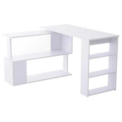 Computertafel – Bureau – Computerbureau – Bureautafel – Hoekbureau – 360° Draaibaar Design – MDF Melamine Coating - Wit