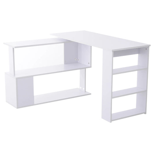 Computertafel – Bureau – Computerbureau – Bureautafel – Hoekbureau – 360° Draaibaar Design – MDF Melamine Coating - Wit