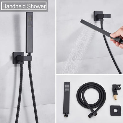 Douche - Regendouche - Douchewand - Douchekolom - Douchepanelen - Waterval & Regendouche Set - Thermostatische Inbouw Douchemengkraan - Matte Zwart