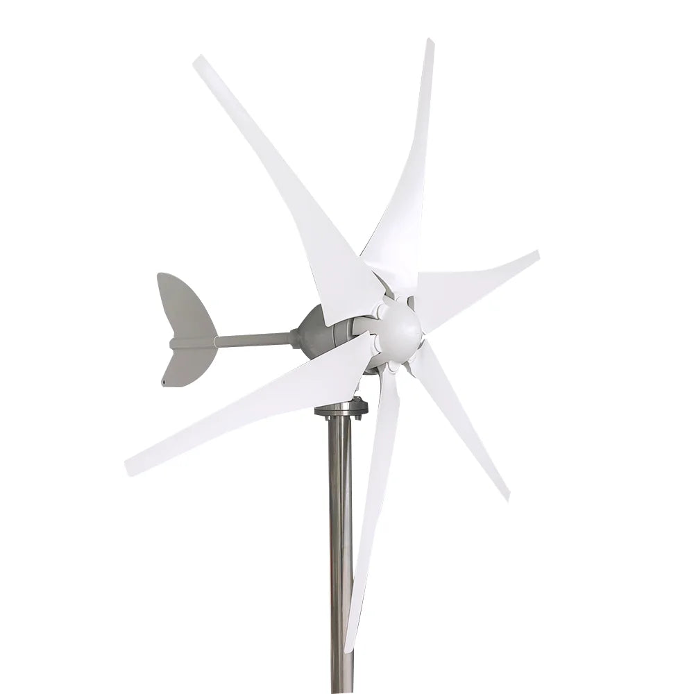 Windturbine – Windgenerator – Energieopwekker – Duurzame Energie – Horizontale As – 1000W – 6 Nylon Bladen – Aluminium Behuizing - 24V - Met Hybride Besturing