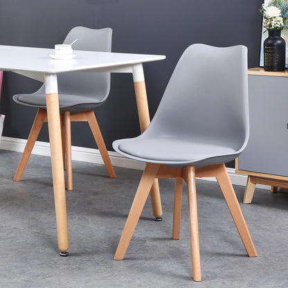 EGOONM Set of 4 / 6 Modern Dining Chairs Kitchen Chairs with Padded Seat Faux Leather Beech Wooden Legs for Kitchen Dining Room