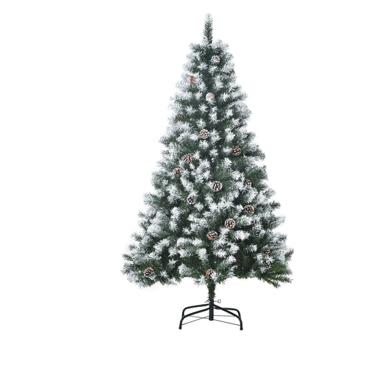 Homcom - Artificial Christmas Tree - Plastic Christmas Tree - Triumph Tree - PVC Leaf Tree - For Home Decoration, Garden, Shopping Mall and Restaurant - 1.8m - With Snow - Vegetable