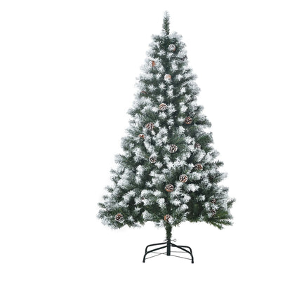 Homcom - Artificial Christmas Tree - Plastic Christmas Tree - Triumph Tree - PVC Leaf Tree - For Home Decoration, Garden, Shopping Mall and Restaurant - 1.5m - With Snow - Vegetable