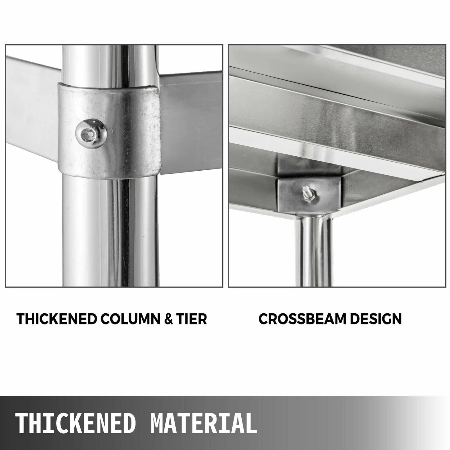 SucceBuy 4-Tier Stainless Steel Commercial Storage Rack Shelf for Kitchen Warehouse Garage Storing Kitchenware