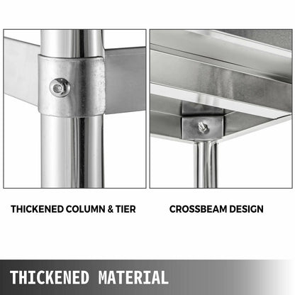 SucceBuy 4-Tier Stainless Steel Commercial Storage Rack Shelf for Kitchen Warehouse Garage Storing Kitchenware
