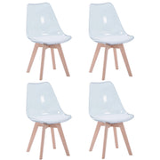 Transparent Dining Chairs - Chair - Kitchen Chairs - Set of 4 - Modern - Wooden Legs - Comfortable PU Seat - Ergonomic Design - Living Room - Sustainable Materials - White