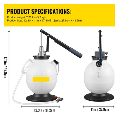 Transmissievloeistofpomp - ATF Vloeistof Transfer Vuller - 7.5L - met regelklep - 15 gangbare adapterset - voor olievervanging - Wit - QUORE