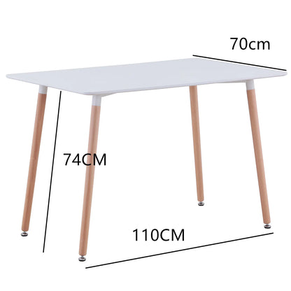 Rectangle Dining Table Set and 4Pcs Nordic Medieval Style Dining Chairs w/Wooden legs for Living Room Dining Room Kitchen White - QUORE