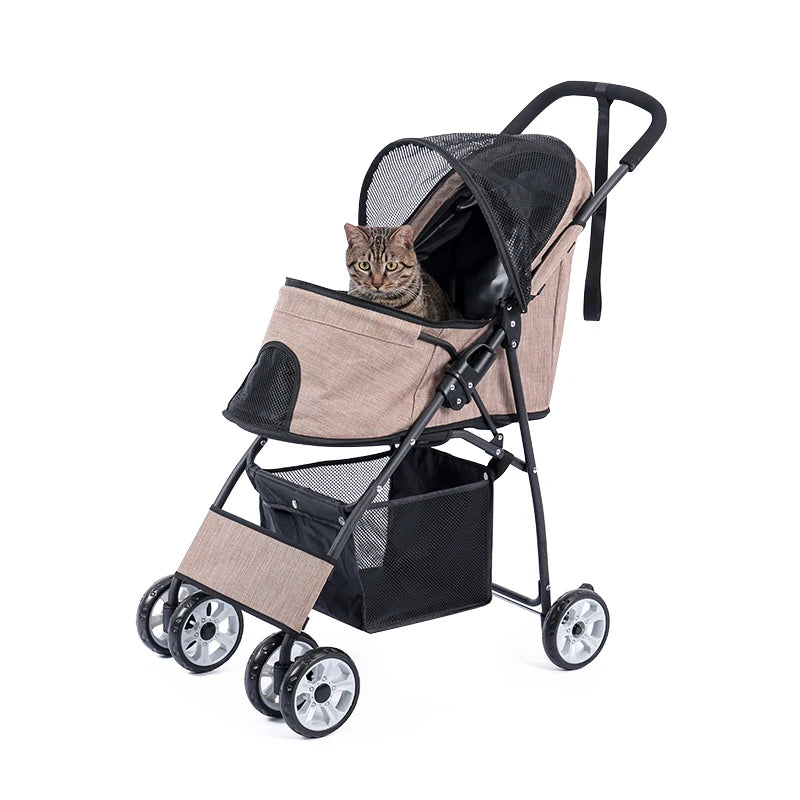 Hondenbuggy -  Wagen - Huisdieren - Vouwbare - met Grote Opbergruimte - Lichtgewicht - 360° Slijtvrije Rubberwielen - Gaasvensters - Voor Kleine Honden en Katten - Buitenwandelen - Tot 40 kg - Groen