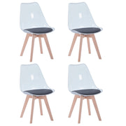 Transparent Dining Chairs - Chair - Kitchen Chairs - Set of 4 - Modern - Wooden Legs - Comfortable PU Seat - Ergonomic Design - Living Room - Sustainable Materials - Black
