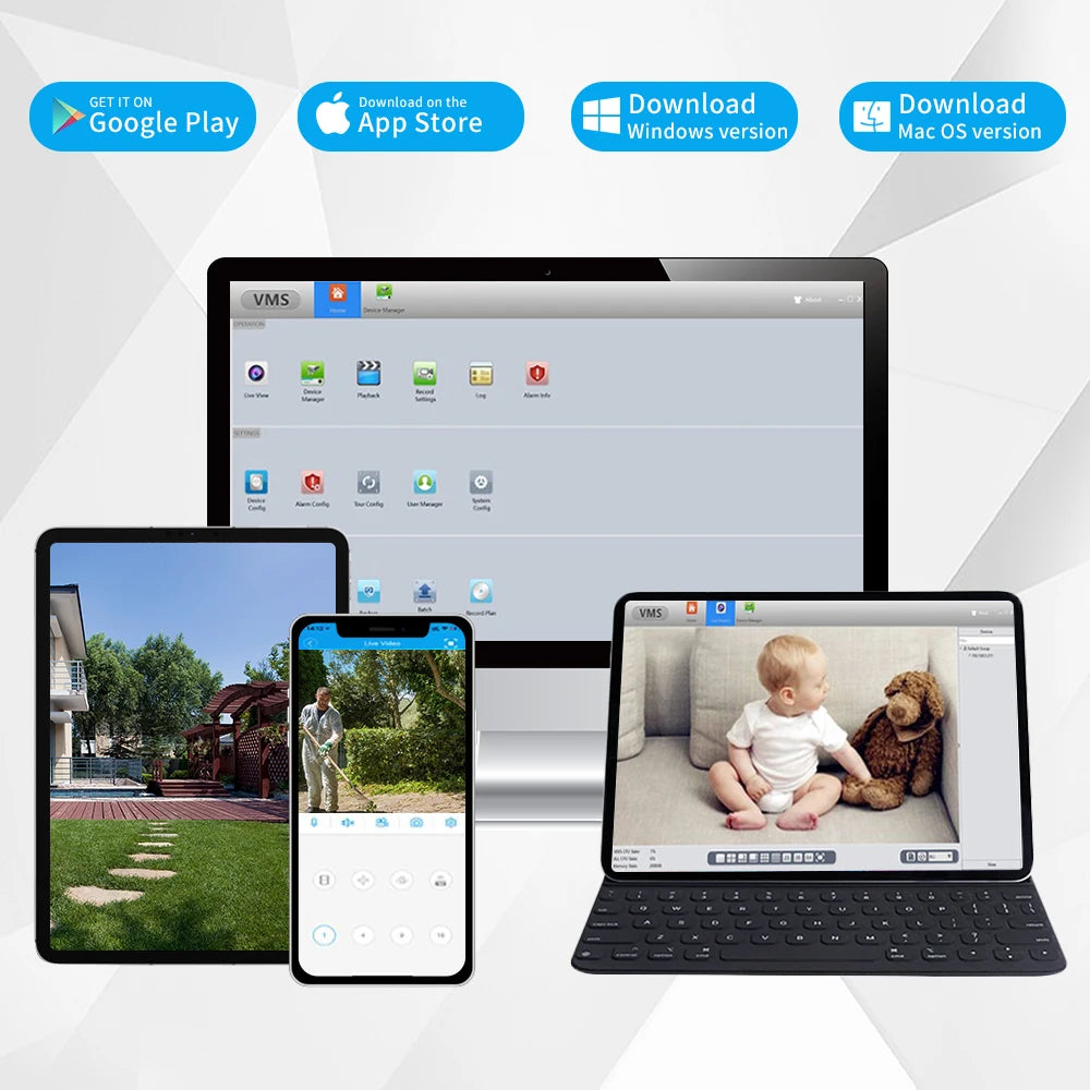 Beveiligingscamerasysteem - Camerabewaking - Beveiligingscamera - POE Camera Kit - 8CH NVR - Nachtzicht - Weerbestendig - AI Bewegingsdetectie - Binnen en Buiten - 8 Camera's - Ingebouwde HDD: Geen