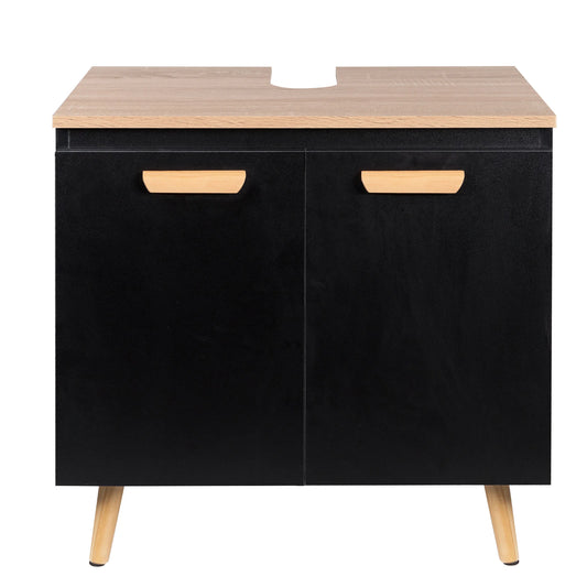 Wastafelonderkast - Badkamer - op Poten - Onderkast - Meubel - Praktische Opbergruimte - Onder de Wastafel - 60x40x60,5 cm - Vrijstaand Toiletmeubel - Modern MDF-design - Zwarte Eik