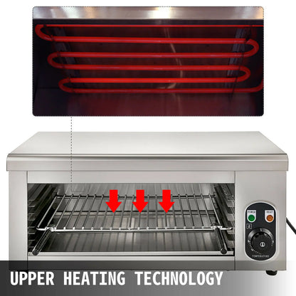 Elektrische Salamander Oven – Grill Oven – Tosti Oven – Gratineren Oven – Roestvrij Staal – Verstelbare Temperatuur – Uittrekbare Olieopvangplaat