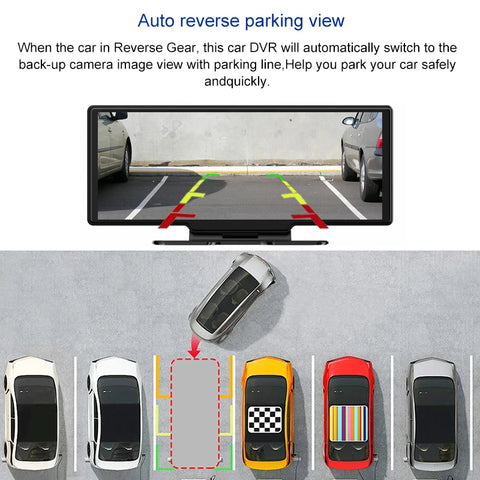 Dashcam voor Auto - 10.26” Dashcam ADAS GPS Navigatie - Android 8.1 - Remote Monitor & Rijassistentie - 2G With 10m RCC - Zwart