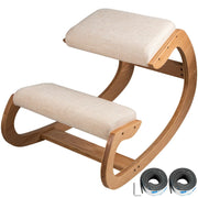 Rocking Chair Adults - Rocking Chairs - Ergonomic Rocking Chair - Kneeling Chair - Ergonomic Kneeling Chair - Office Chair - Correct Posture - with Thick Cushion - White Oak Frame