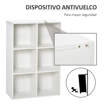 Boekenkasten - Boekenplank - Wandplank - Boekenplank - Opbergrek Organizer - 65,5x30x97,5 cm - 3-niveau - 6 Opbergvakken - voor slaapkamer kantoor - Wit - QUORE