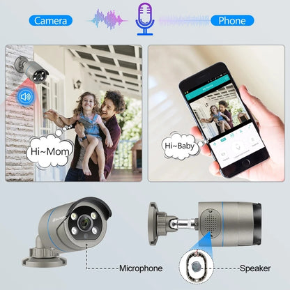 8-kanaals beveiligingssysteem – bewakingscamera set – CCTV camerasysteem – surveillance pakket – POE IP camera kit – 4MP full color nachtzicht – AI gezichts- en bewegingsdetectie