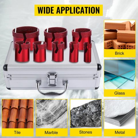 Vevor - Hole Saw - Hole Saw Set - Hole Drill Set - 20mm-68mm Dry/Wet Cutting M14 Mounting Thread Drilling Tiles Granite Marble Porcelain