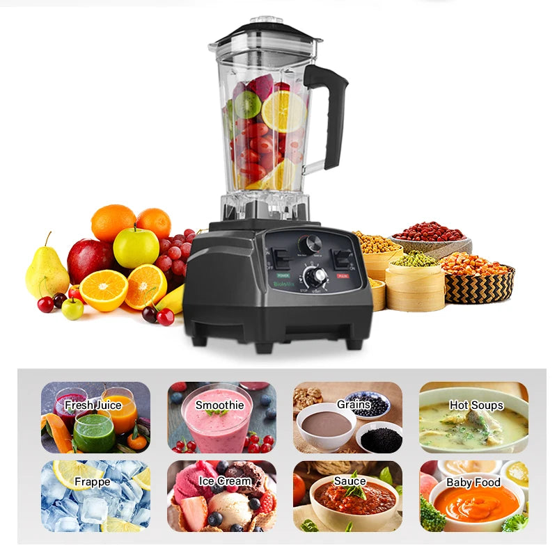 Blender - Smoothie Maker - Blender Smoothie - Foodprocessor - 2200W - 2L - BPA-vrije - Zes Mesbladen - Ice Crusher - Standaard