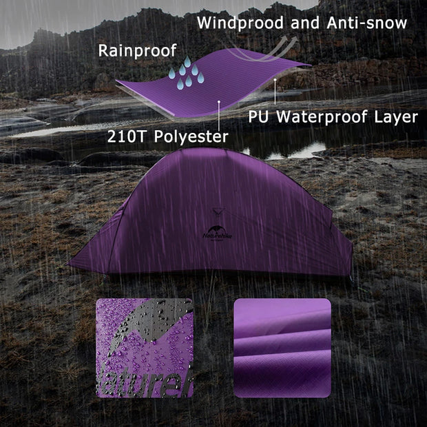 Kampeertent, 2 Persoons Ultralicht - Dubbellaags- waterdicht - Buitenwandelen Backpacken Tent Met Mat - Paars - QUORE