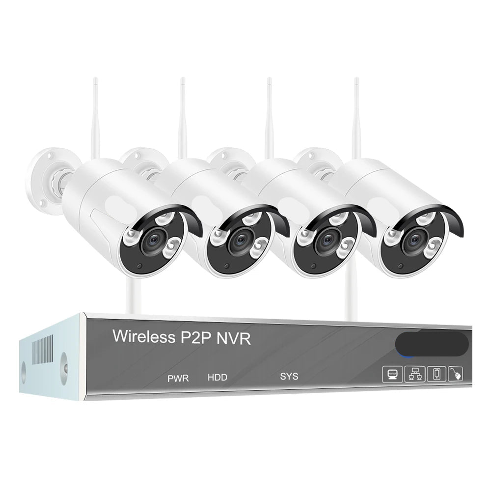 CCTV Beveiligingssysteem – Draadloze Bewakingscamera – IP Camera – Videobewaking – Camera Systeem – 8 Kanaals 1080P HD – Weerbestendig IP66 – Bewegingsdetectie & Real-time Audio