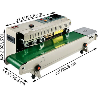 VEVOR Continuous Bag Band Sealing Machine Horizontal Band Sealer FR900K Soild Ink Automatic Expanded Food Plastic Bag Sealer