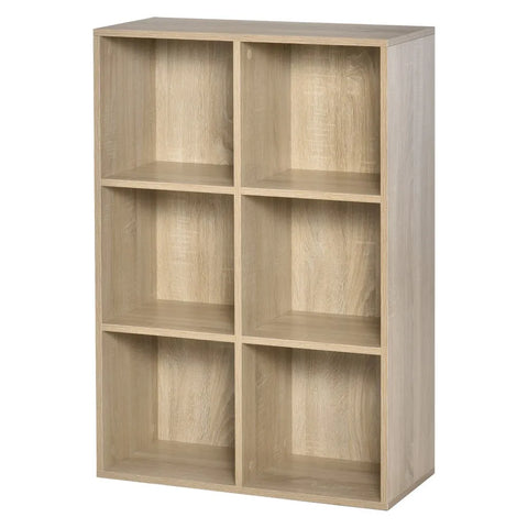 Boekenkasten - Boekenplank - Wandplank - Boekenplank - Opbergrek Organizer - 65,5x30x97,5 cm - 3-niveau - 6 Opbergvakken - voor slaapkamer kantoor - Natuurlijk