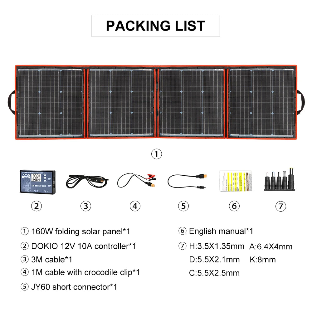 Zonnepaneel – Draagbaar – Flexibel – Vouwbaar – Weerbestendig – Monokristallijne Cellen – Inclusief 12V Controller