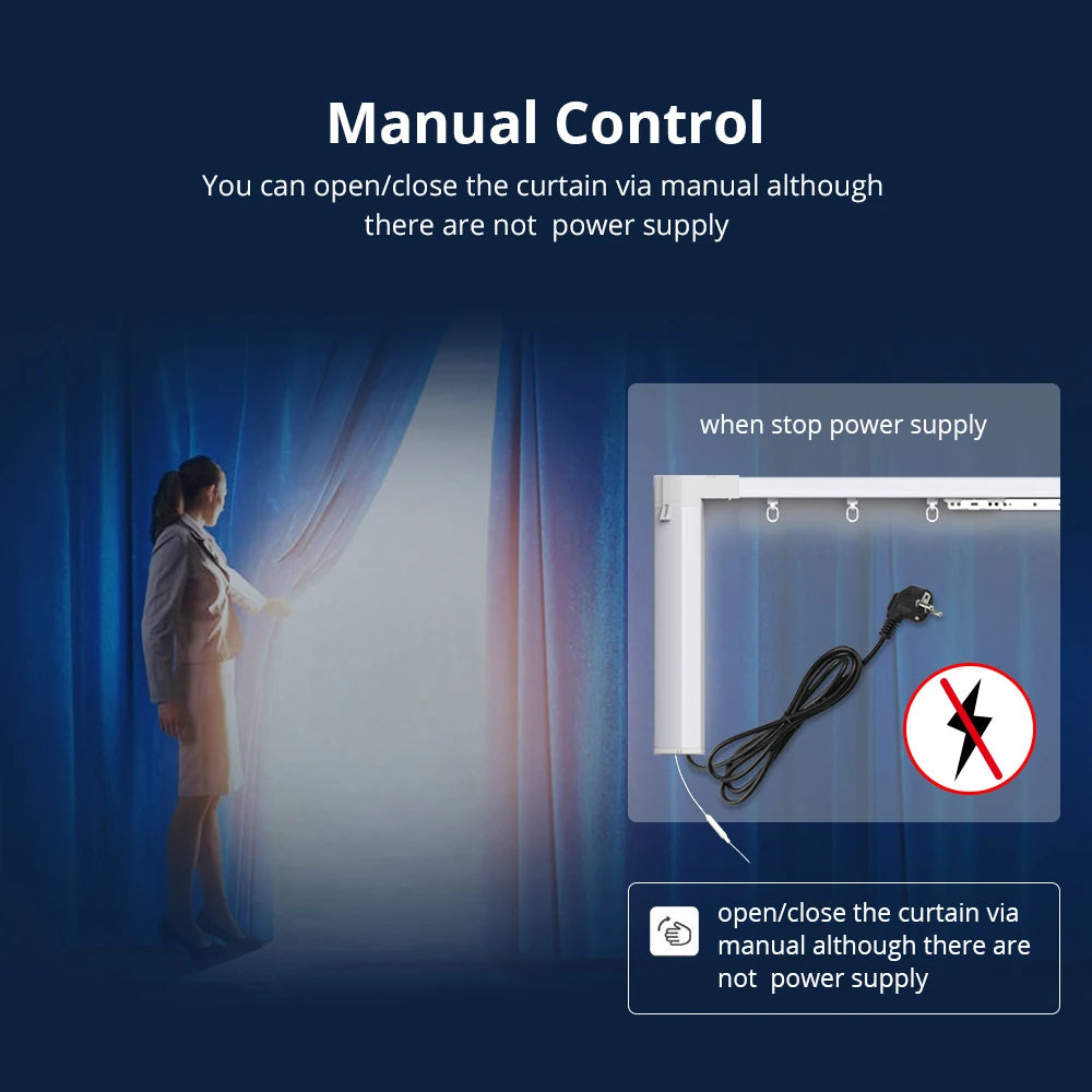 Zemismart Elektrische Gordijnrails - Slimme Gordijn - Smart Gordijn - Curtain met Wifi - 310cm - Incl. Afstandsbediening - compatibel met Google Home, Amazon Alexa & Siri - QUORE