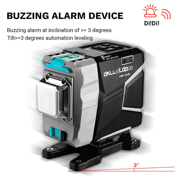 DKLL12tdP02 - 12 Lines 4d Laser Level - Green Line Self-Leveling - 360 Horizontal And Vertical - Super Powerful Laser Level - Wavelength 520nm - High-Precision
