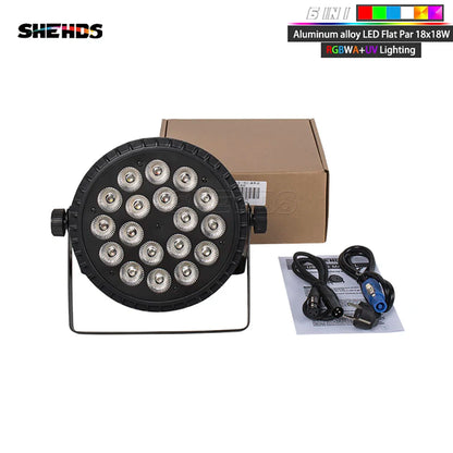 led par licht – led podiumverlichting – discolamp – feestverlichting – rgbw led lamp – 6 stuks 18x18W – aluminium behuizing met flight case