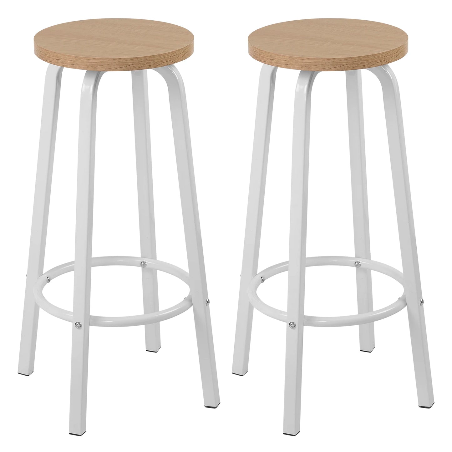 Barstoelen – Set van 2 - Barkrukken – Keukenstoelen – Barstoelen Set – Metalen Frame – MDF Zitting – Antislip Dop - Licht Eiken