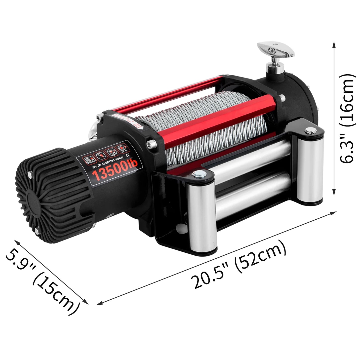 Lier - Takel - Kabeltakel - Elektrische - Kettingtakel - 12V DC - 6125Kg - met 28m Stalen Kabel en Draadloze Afstandsbediening - Voor 4x4, Trailer, Auto en Offroad Gebruik