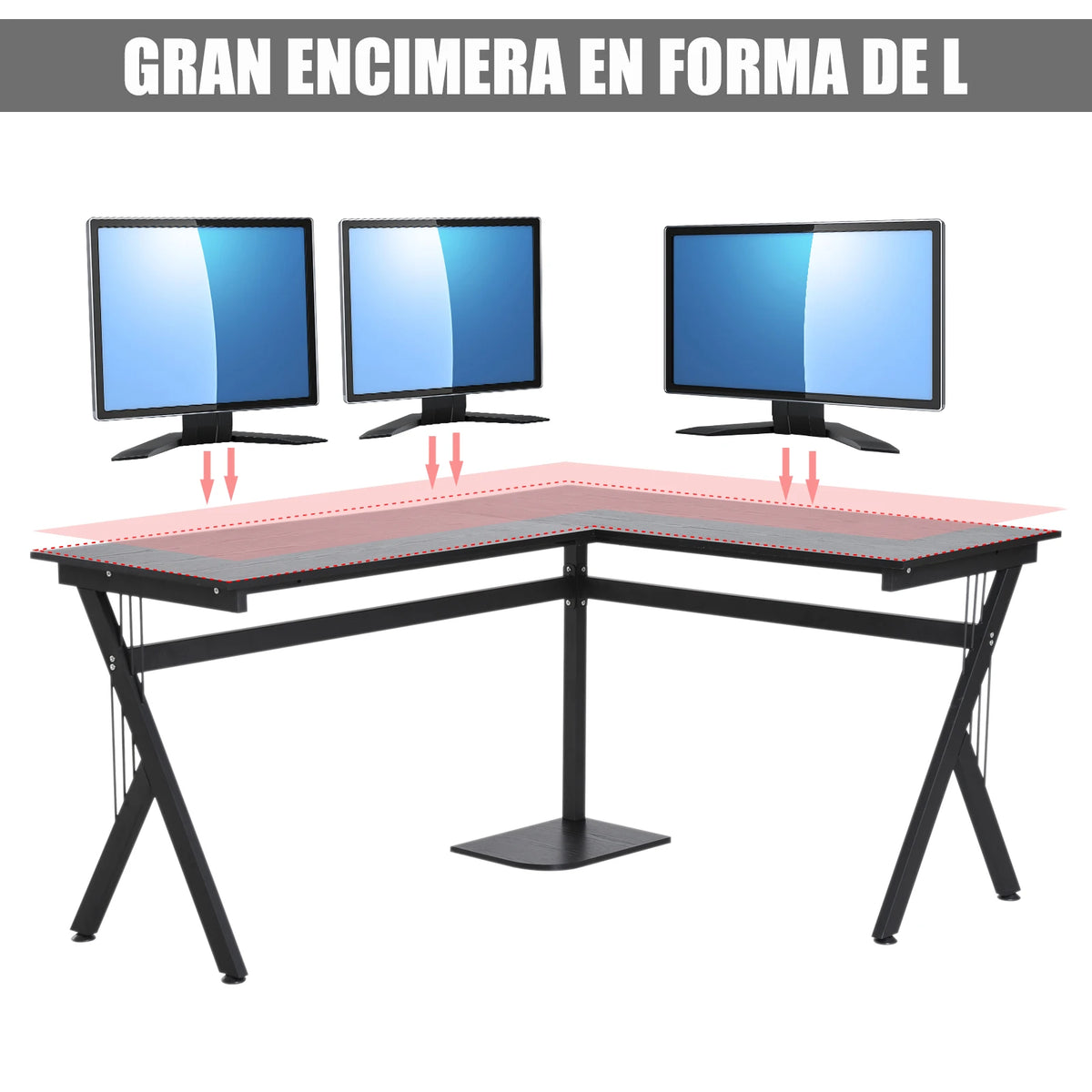 Homcom - Laptop Notebook Computer Bureau - Computer Bureau - Studeer Bureau - Laptop Tafel - Werkstation - Gaming Tafel - L Vorm - Zwart - QUORE