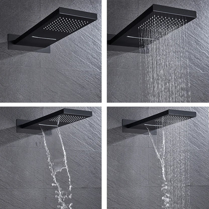 Douche - Regendouche - Douchewand - Douchekolom - Douchepanelen - Waterval & Regendouche Set - Thermostatische Inbouw Douchemengkraan - Matte Zwart