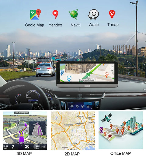 Dashcam voor Auto - 7.84" 4G Android Dashcam – GPS Navigatie, 1080P Full HD, Achteruitrijcamera, Dual Lens, ADAS Rijhulp, WiFi, Bluetooth, Parkeermodus, Loop Recording - Zwart