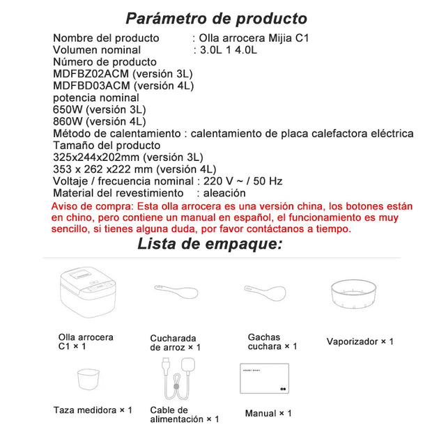 Rijstkoker met Stomer - met Opwarmende Functie - 11 functies - Slowcooker - Rice Cooker - Warmhoudfunctie - 2 tot 6 Personen - Multi Cooker - Anti-aanbaklaag binnenpan - 650W - 3L - Wit