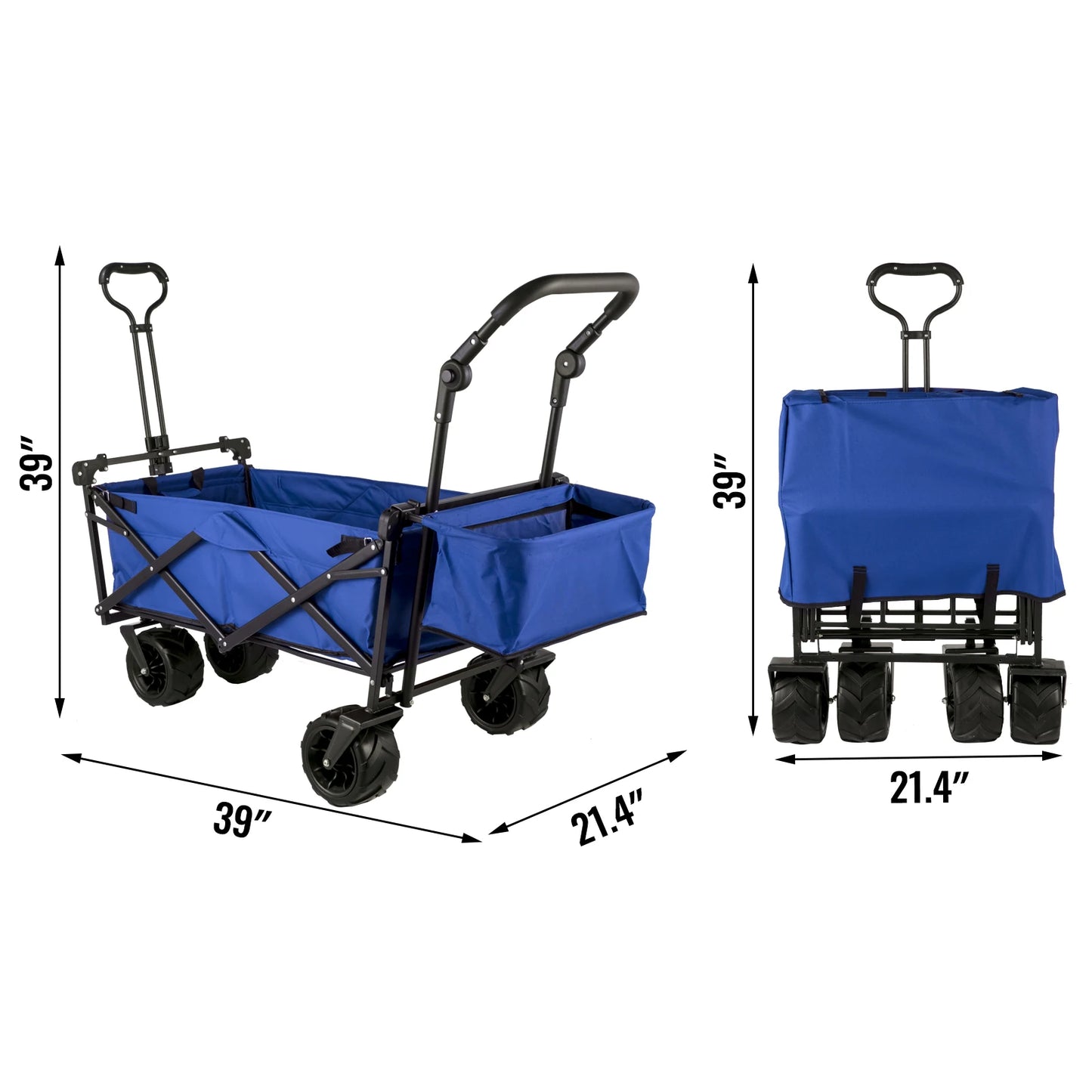 Bolderkar - Bolderwagen - Opvouwbare - Tuinkar - Tuinwagen - Tuintrolley - met Verstelbare Handgreep en Afneembare Luifel - Oxford Stoffen Winkelwagen - voor Outdoor, Camping & Strand - Bolderkarren - Karretje -Draagvermogen 100kg - Blauw