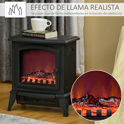 Elektrische Haard - Haard - Decoratieve Vloerverwarmingskachel - Verplaatsbaar Decoratief Vlameffect - 36,5x24x41.5cm - 1000/2000W - 60Hz - Zwart