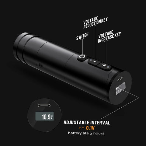 Ninja - Tattoo Machine - Tattoo pen - Tattoo Set - Complete set voor beginners & gevorderden - Tattoo Machine Pen - Verstelbare slag 4.0mm - 10500Rpm - 12V - 2400mAh - Zwart