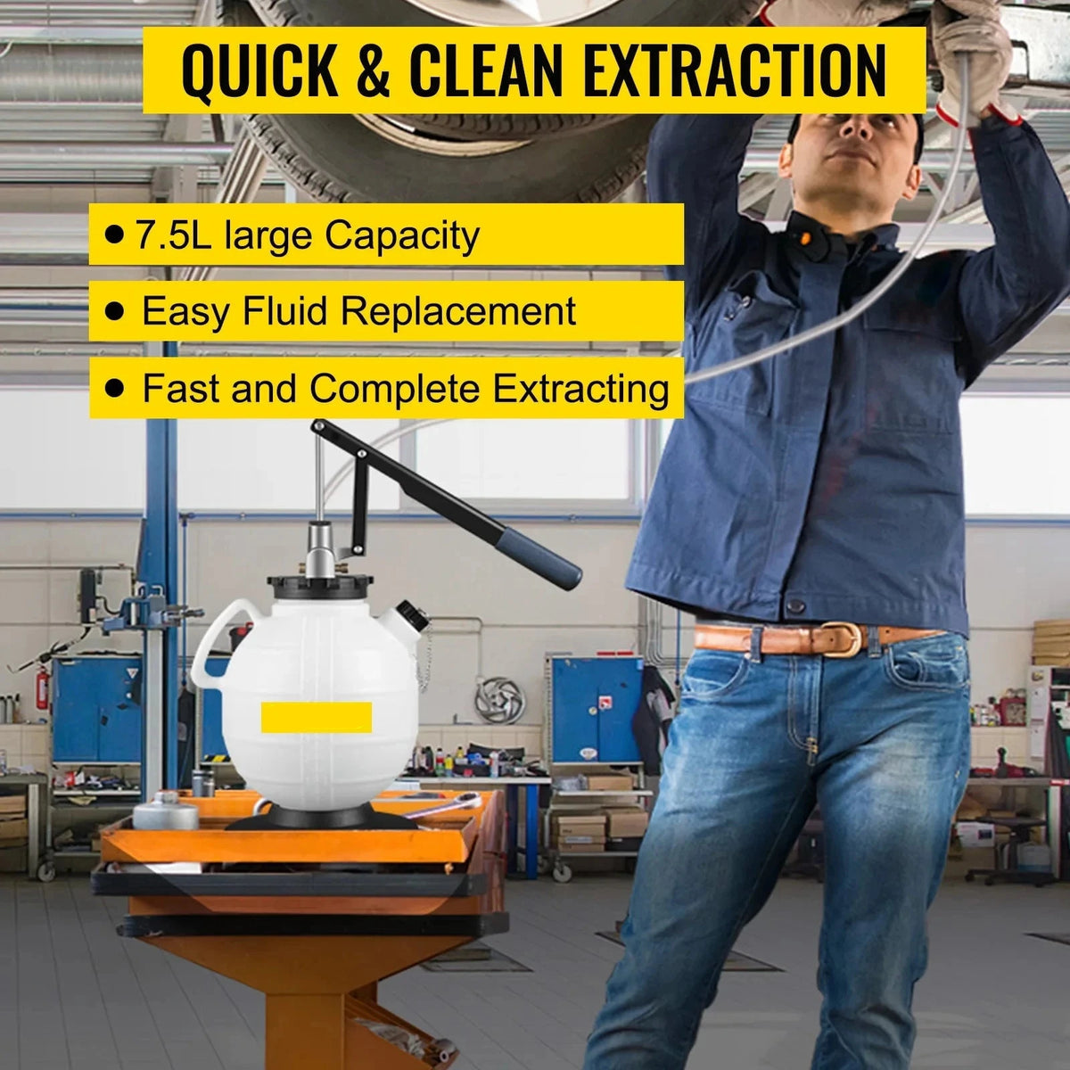 Transmissievloeistofpomp - ATF Vloeistof Transfer Vuller - 7.5L - met regelklep - 15 gangbare adapterset - voor olievervanging - Wit - QUORE