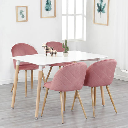 Set van 4 Eetkamerstoelen – Fluwelen Keukenstoelen met Metalen Poten – Velvet Stoelen – Comfortabele Zithoogte – Stijlvol & Modern Design – Roze