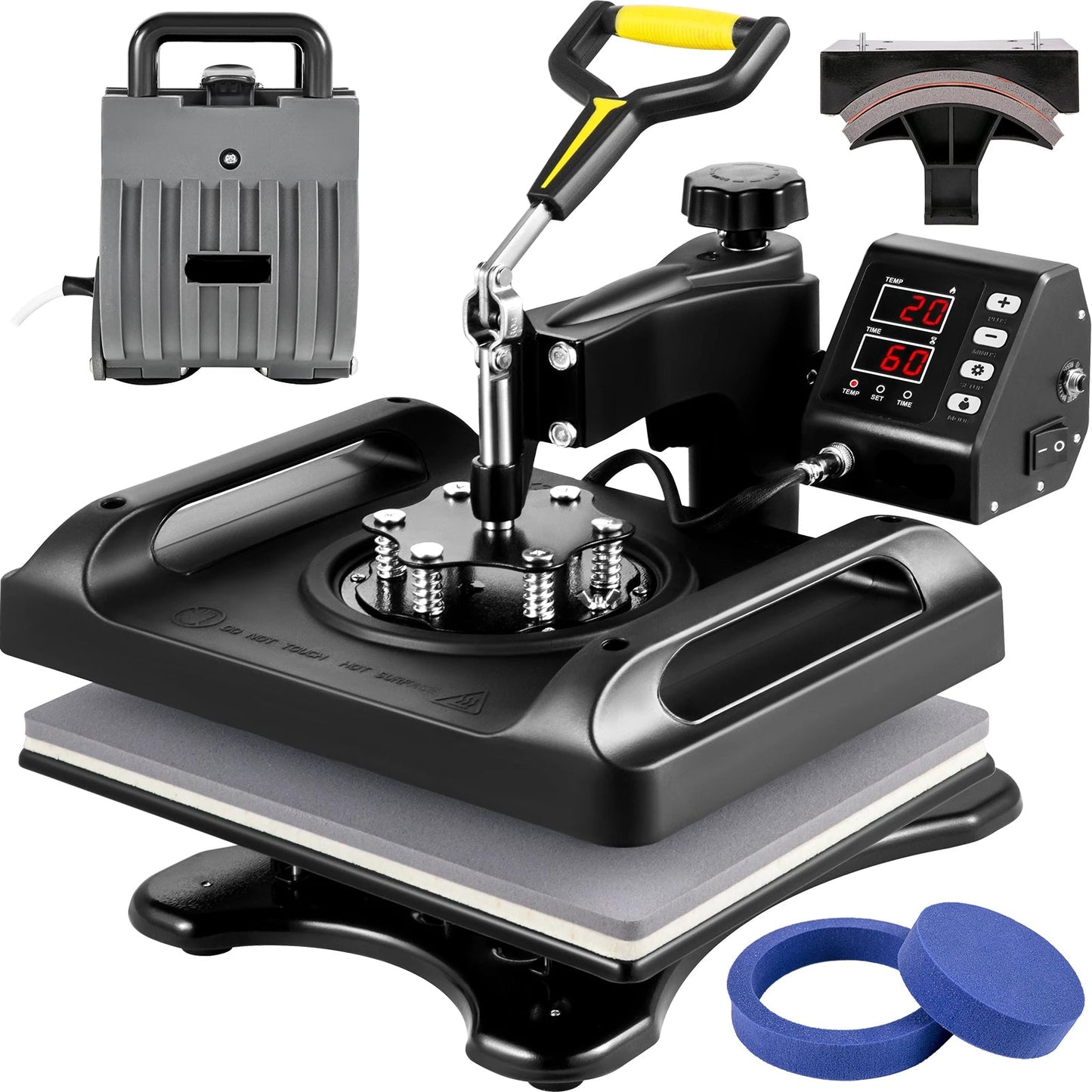 5-in-1 Warmtepers – Sublimatiepers – Mokkenpers – Textielpers – Transferpers – Gelijkmatige Warmteverdeling – 360° Swing-Away Design - 12x15in - Zwart