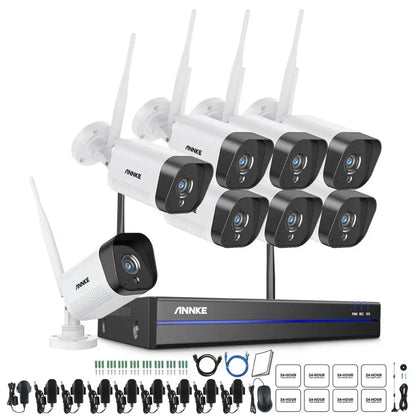 ANNKE WiFi Video Surveillance System with 5MP NVR 3MP IP Cameras Audio Recording Security Cameras AI Detection CCTV Cameras Kit