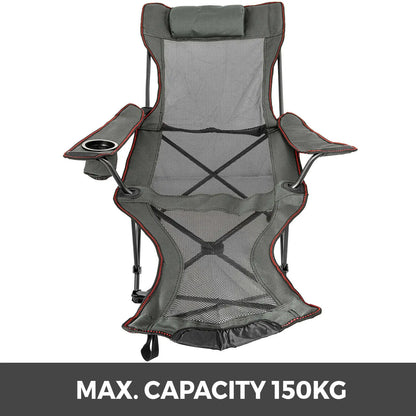 Opvouwbare Campingstoel - Kampeerstoel - Strandstoel - Ademende Mesh Stof - Verstelbare Rugleuning en Voetensteun - 600D Oxford Stof - Lichtgewicht en Draagbaar - Blauw