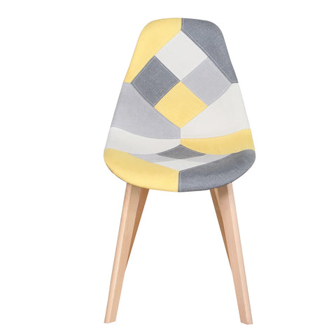 Chair - Dining Chairs - Dining Chairs Set of 4 - Nordic Medieval Style - Patchwork Frabic - 86*46*47cm - Yellow