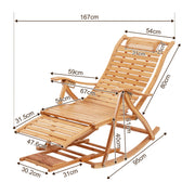 Schommelstoel - Rocking chair voor Volwassenen - Vouwbare - Indoor & Outdoor Bamboo Rocking Chair- Met Armleuningen -  Voetmassager- Voetsteun– Draagbare Deck Lounger - 96x40cm - Houten Kleur
