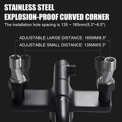 Douche - Regendouche - Douchewand - Douchekolom - Douchepanelen - Mat Regendouche Set – 3-Weg Wandmontage met Mengkraan & Opbergrek - Zwart